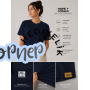 HOPE CORNER Unisex Basic Tişört 100 Pamuk Likralı Rahat Kalıp LACİVERT